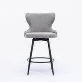 2x Swivel Bar Stools Tufted Counter Chairs with Stud Trim and Metal Base-Dark Grey